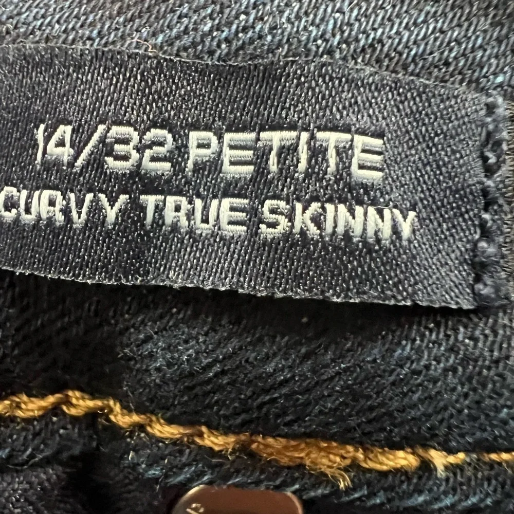14p 14 petite 32 gap curvy true skinny dark wash jeans